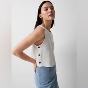 SIMONS TWIK Side Buttons Organic Linen Cami in Black